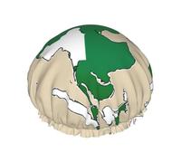 Bonnet de douche Map04 avec drapeau de la République de l'Ouzbékistan - Grand bonnet de douche réutilisable pour homme - Séchage rapide - Pour les cheveux longs et courts - Pour le bain des enfants