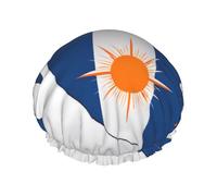 Bonnet de douche Map04 motif drapeau des îles Marshall - Réutilisable - Grand bonnet de douche pour homme - Séchage rapide - Entretien des cheveux longs et courts - Pour enfants