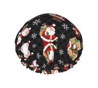 Bonnet de douche « Merry Christmas » pour homme et femme - Réutilisable - Imperméable - Long et épais - Soin des cheveux courts et enfants