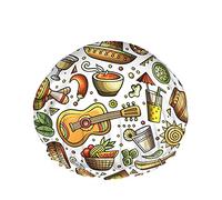 Bonnet de douche mexicain, motif de symboles de musique de cuisine mexicaine d'Amérique latine, bonnet de bain double couche imperméable, parfait pour toutes les longueurs et épaisseurs de cheveux.