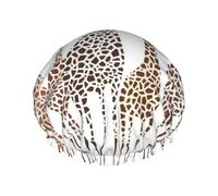 Bonnet de douche mignon avec imprimé girafes sauvages pour femme, léger, réutilisable, doux, double couche, étanche, étanche.