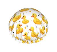 Bonnet de douche mignon avec motif de canard pour femme, réutilisable, double couche, bande élastique, bonnets de bain pour cheveux longs pour la douche