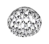 Bonnet de douche mignon bébé pingouins imprimé croquis pour femme, léger, réutilisable, doux, double couche imperméable étanche.
