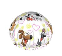 Bonnet de douche mignon chien langue amour bonnets de bain imperméable bonnet de cheveux Double couche léger bonnets de douche pour femmes hommes enfants adolescents