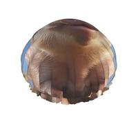 Bonnet de douche mignon en forme de cochon pour homme et femme, réglable, réutilisable, double couche, imperméable, doublure en EVA, bande élastique pour toutes les longueurs de cheveux