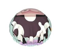 Bonnet de douche mignon imprimé vache noire, bonnet de douche pour femme, réutilisable, bonnet de bain imperméable, bonnet de bain à séchage rapide