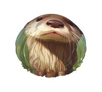 Bonnet de douche mignon loutre réutilisable et imperméable pour homme et femme avec bande élastique - Bonnet de bain double couche lavable pour toutes les coiffures - Facile à transporter