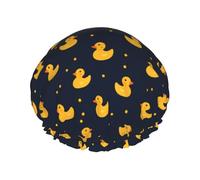 Bonnet de douche mignon motif canard pour femme, réutilisable, double couche, bande élastique, bonnets de bain pour cheveux longs pour douche