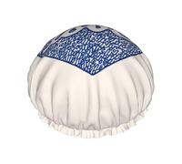 Bonnet de douche minimaliste à motifs de cœurs et de mots d'amour, doublé et imperméable, avec un design épuré et des lignes fines.