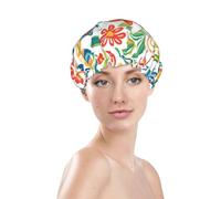 Bonnet de douche motif cachemire multi-imprimé, imperméable et réutilisable pour les cheveux des femmes, bonnet de douche élastique double couche, protection des cheveux