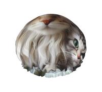 Bonnet de douche motif chats maman et bébé pour femme - Double couche - Bonnet de bain épais réutilisable et imperméable avec bande élastique - Lavable - Pour homme et femme - Spa et salon