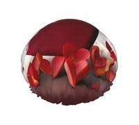 Bonnet de douche motif cœurs avec amour pour femme - Réutilisable - Imperméable - Lavable - Bande élastique - Bonnet de bain double couche - Extra large pour cheveux longs