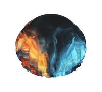 Bonnet de douche motif dragons de glace et de feu, bonnet de douche réutilisable et imperméable pour homme et femme avec bande élastique, bonnet de bain double couche lavable pour toutes les coiffures
