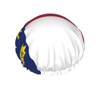 Bonnet de douche motif drapeau de la Caroline du Nord pour homme et femme - Réutilisable - Imperméable - Long et épais - Soin des cheveux courts - Pour le bain des enfants