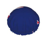 Bonnet de douche motif drapeau de la Nouvelle-Zélande pour homme et femme - Réutilisable - Imperméable - Long et épais - Soins des cheveux courts et enfants