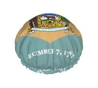 Bonnet de douche motif drapeau du Delaware pour homme et femme réutilisable imperméable long et épais Soin des cheveux courts pour enfants