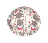 Bonnet de douche motif éléphants pour homme et femme, réutilisable, imperméable, long et épais, soins des cheveux, courts et enfants