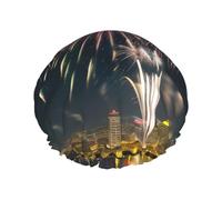 Bonnet de douche motif feux d'artifice avec une double couche de bonnet, maintient bien vos cheveux, que ce soit pendant la douche ou le bain.