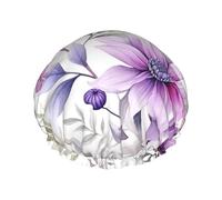 Bonnet de douche motif fleurs éternelles pour homme et femme - Bonnet de bain imperméable avec bande élastique double couche - Réutilisable - Pour tous les types de cheveux