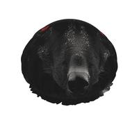Bonnet de douche motif loup noir aux yeux rouges pour femme, double couche, bonnet de bain épais réutilisable et imperméable avec bande élastique, bonnet de douche lavable pour homme et femme, spa