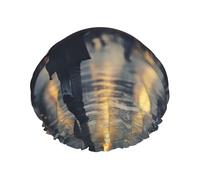 Bonnet de douche motif parapluies de tristesse pour femmes, bonnet de bain réutilisable, bonnet de douche respirant, bonnet de douche réglable