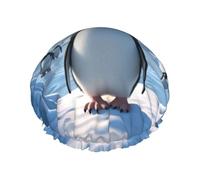Bonnet de douche motif pingouin Antarctique pour femme, réutilisable, double couche, bande élastique étanche, spa, salon de douche, bonnet de cheveux