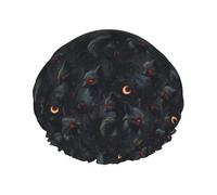 Bonnet de douche motif renard foncé pour femme, réutilisable, double couche, bande élastique, bonnet de bain pour cheveux longs pour douche