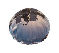 Bonnet de douche motif station spatiale internationale pour homme et femme - Grand bonnet de douche réutilisable double couche imperméable - Bande élastique - Pour toutes les coiffures - Facile à