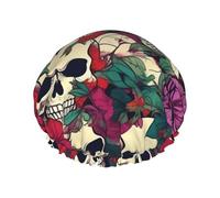 Bonnet de douche motif tête de mort floral avec une double couche, maintient bien vos cheveux, que ce soit pendant la douche ou le bain.