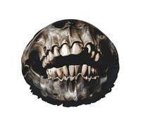 Bonnet de douche motif tête de mort pour femme - Double couche - Bonnet de bain épais réutilisable et imperméable avec bande élastique - Bonnet de douche lavable pour homme et femme - Spa salon