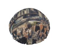 Bonnet de douche New York City pour homme et femme, réglable, réutilisable, double couche, imperméable, doublure en EVA, bande élastique pour toutes les longueurs de cheveux