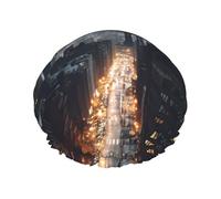 Bonnet de douche New York City réutilisable et imperméable pour homme et femme avec bande élastique - Bonnet de bain double couche lavable pour toutes les coiffures - Facile à transporter