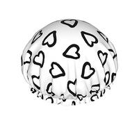 Bonnet de douche noir et blanc amour chapeau de douche imperméable bonnets de bain réutilisables pour femmes Protection des cheveux élastique tous les cheveux