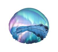 Bonnet de douche Northern Lights pour homme et femme, réglable, réutilisable, double couche, imperméable, doublure en EVA, bande élastique pour toutes les longueurs de cheveux