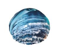 Bonnet de douche Ocean Sea Wave avec une double couche, maintient bien vos cheveux, que ce soit pendant la douche ou le bain.