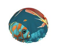 Bonnet de douche Ocean Underwater Fish avec une double couche, maintient bien vos cheveux, que ce soit pendant la douche ou le bain.