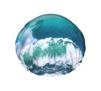 Bonnet de douche Ocean Wave avec une double couche, maintient bien vos cheveux, que ce soit pendant la douche ou le bain.
