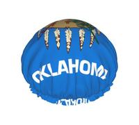 Bonnet de douche Oklahoma State Flag pour femme, imperméable, réutilisable, avec cordon élastique lavable, adapté pour les cheveux longs et les tresses, idéal pour la douche.