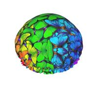 Bonnet de douche papillon coloré pour homme et femme, réutilisable, imperméable, long et épais, soins des cheveux, courts et enfants