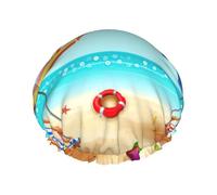 Bonnet de douche parapluies en forme d'étoile de mer pour homme et femme - Réutilisable - Imperméable - Long et épais - Soin des cheveux courts et enfants