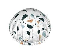 Bonnet de douche pastel en marbre Terrazzo Bonnets de douche pour femmes Bonnets de douche imperméables à double couche, réutilisables.