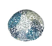 Bonnet de douche, pétales d'éclat de fleurs motif floral gris marine bonnets de douche de bain réutilisables pour femmes cheveux longs, double couche imperméable chapeau de douche de bain protecteur d