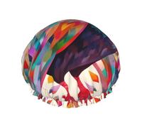 Bonnet de douche pigeon coloré pour homme et femme, réglable, réutilisable, double couche, imperméable, doublure en EVA, bande élastique pour toutes les longueurs de cheveux