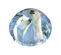 Bonnet de douche Polar Bears Northern Lights Bonnets de douche pour femmes Bonnets de douche imperméables à double couche, réutilisables.