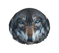 Bonnet de douche polyvalent avec imprimé loup aux yeux bleus pour homme et femme, réutilisable, léger et doux