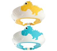 Bonnet de douche pour bébé, 2 pièces, bouclier de bonnet douche réglable pour enfants, bouclier bébé en forme dinosaure mignon, copain shampooing antidérapant doux pour la protection d.