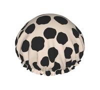 Bonnet de douche pour douche - Bonnet de douche double couche réutilisable à pois noirs irréguliers, grand bonnet de douche pour femme, bonnet de douche pour douche avec doublure en PEVA et corde