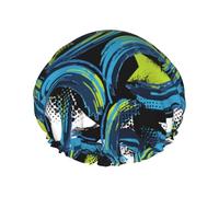 Bonnet de douche pour douche - Bonnet de douche double couche réutilisable et imperméable pour femme avec doublure en PEVA et corde élastique