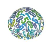 Bonnet de douche pour douche - Chiffres mathématiques bleus double couche réutilisable imperméable grand bonnet de douche pour femme bonnet de douche avec doublure en PEVA et corde élastique
