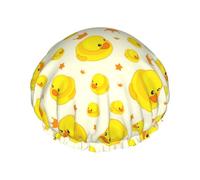 Bonnet de douche pour douche - Classique mignon canard double couche réutilisable, grand bonnet de douche pour femme avec doublure en PEVA et corde élastique